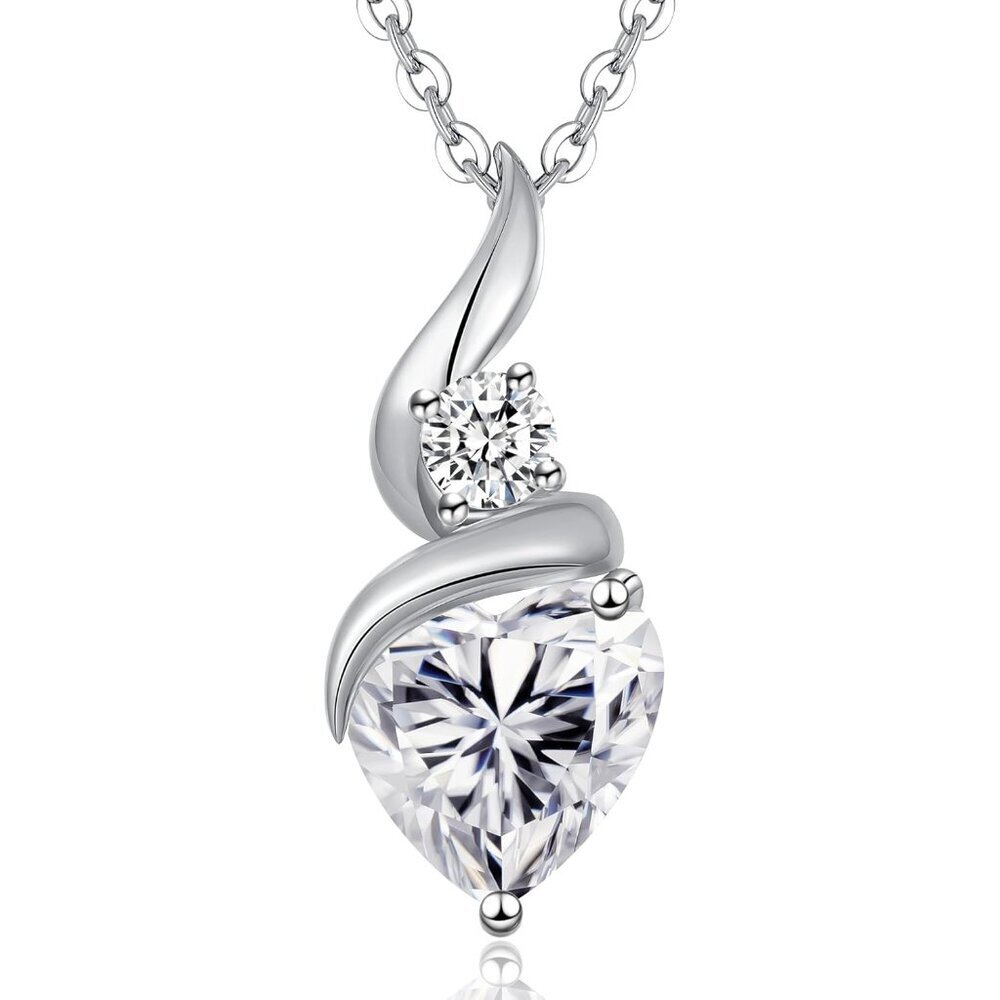 Moissanite Heart Pendant Necklaces for Women, 925 Sterling Silver Necklace with